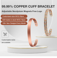 Bracelets en cuivre pour femmes, best-seller, 99,99% cuivre pur, énergie, zircon, aimant, bracelet fait main, taille réglable