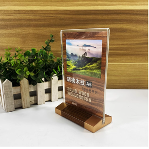<span class=keywords><strong>Carte</strong></span> d'affichage A4 <span class=keywords><strong>en</strong></span> bois massif pour menu liste de <span class=keywords><strong>prix</strong></span> café thé et lait support de bureau vertical conception support de signe avec détails <span class=keywords><strong>en</strong></span> laiton - Product Image 6