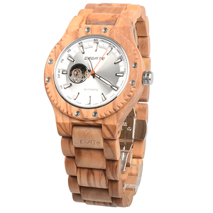 Montre mécanique élégante pour hommes avec boîtier en bois résistant à l'eau 3ATM et cadeau de bande - Product Image 1