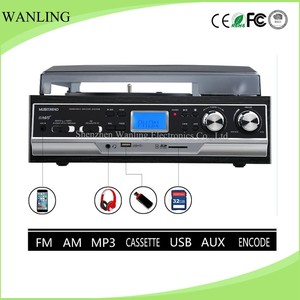 Tourne-disque multifonction OEM avec <span class=keywords><strong>lecteur</strong></span> <span class=keywords><strong>CD</strong></span>/cassette/radio AM FM, encodage USB/SD, <span class=keywords><strong>lecteur</strong></span> de disques vinyles 3 vitesses avec télécommande - Product Image 2