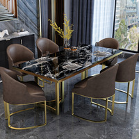 Ensemble de table à manger en métal minimaliste européen moderne, mobilier de restaurant de luxe simple, combinaison de chaises en fer pour la maison et les entreprises