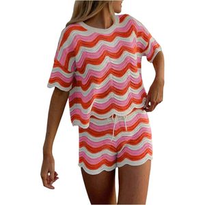 Ensemble de plage 2 pièces FOXA pour femme : haut en crochet à manches courtes et short à taille élastique, style bohème - Product Image 1