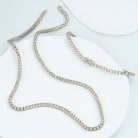 Hip-Hop Fine Jewelry Collier Gra Cluster S925 Sterling Silver Champagne Lab-Grown Diamond Mossanite Moissanite Tennis Chain