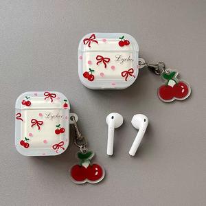 เคสลายการ์ตูนจุดสีแดงพร้อมโบว์เชอร์รี่ เหมาะสำหรับ AirPods 4, Pro 3 หูฟังไร้สาย ป้องกันการกระแทก - Product Image 4