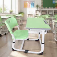 Ensemble de bureau et chaise pour étudiants en plastique durable, mobilier scolaire moderne réglable pour les élèves du primaire et du collège