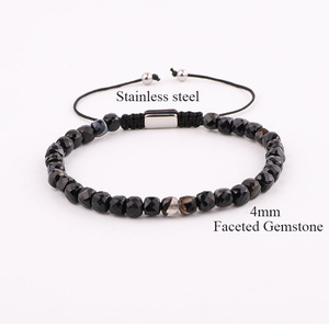 Chất Lượng Cao Đá Quý Bracelet 4 Mét Cube Mặt Tự Nhiên Tourmaline/Amethyst/ Labradorite Đá Hạt Macrame Bracelet Phụ Nữ - Product Image 3