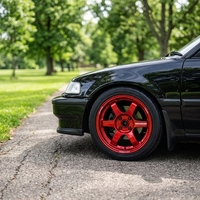 Rines Deportivos Te37 para Autos de Pasajeros, 15 Pulgadas, 4 Orificios, Rines de Aluminio JDM 4x100 Color Rojo Candy para Ford, Honda, Toyota, Mazda
