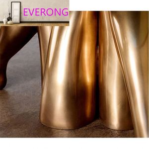 Mesa de Centro de Diseño Único Ev Factory con Tacón Grande, Estilo Nórdico, Acabado Dorado para Sala de Estar, Comedor y Hogar - Product Image 4