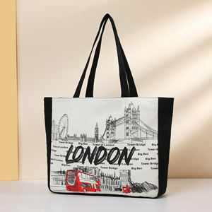 Sac fourre-tout en toile de coton écologique grande capacité, sac en toile de coton patchwork avec poche - Product Image 1