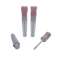 Vente directe d'usine, tube vide pour gloss à lèvres en plastique, 6 ml, forme de fleur rose dégradée, emballage cosmétique, estampage à chaud
