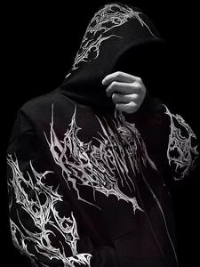 Sudadera con Capucha LEDUO con Estampado de Calavera y Espinas, Estilo Y2K Emo Punk, Ropa Urbana Unisex, Informal para Uso Diario, Sudadera Gráfica de Alta Calidad - Product Image 4