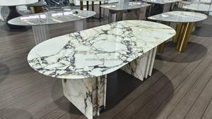 Tấm đá cẩm thạch Calacatta Viola cao cấp, làm theo yêu cầu, mặt bàn bếp và bàn ăn được đánh bóng, với vân đá trắng tím. - Product Image 3