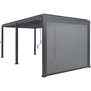 客户凉亭铝防水罩电动屋顶伸缩玻璃木白钢凉棚