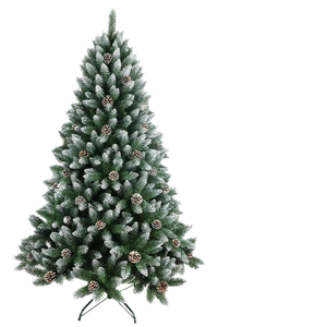 ヨンホ高品質PVC製スプレー塗装ホワイトクリスマスツリーオーナメント、尖った赤いコーン型の松ぼっくり、高密度シミュレーションモミの木の飾り - Product Image 1