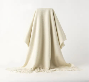 Chal de Lana de Cordero 100% Auténtica de Mongolia Interior, Transpirable, de Lujo, Color Crema, Tejido, Talla Grande para Mujer, Invierno - Product Image 5