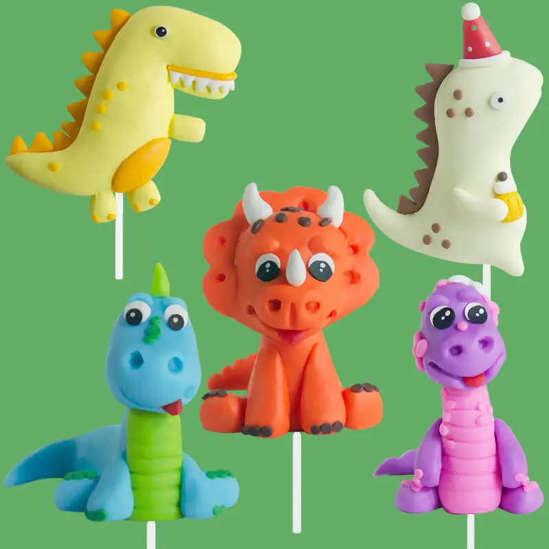 Bolo decoração e decoração peças cotta dinossauro animal bolo plug-in cozimento sobremesa mesa infantil aniversário bolo inserir ca