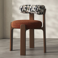 Chaise de salle à manger et de loisirs en bois, style moderne, médiéval, français rétro, avec tissu doux et pieds en bois, pour usage domestique – Offre promotionnelle