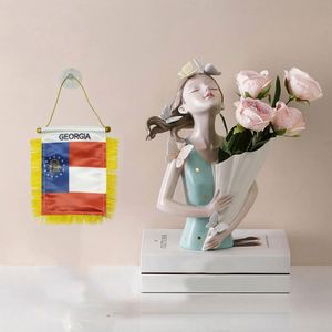 ธงติดรถยนต์ขนาดเล็กแบบกำหนดเองของรัฐจอร์เจีย พิมพ์ลายดิจิทัล พร้อมพู่สีเหลือง - Product Image 2