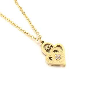 Collar con Colgante de Corazón Chapado en Oro de 18K para el Día de la Madre, Collar de Acero Inoxidable Moderno y Personalizado - Product Image 5