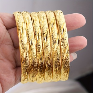 18K Gold-Plated <strong>Copper</strong> <strong>Bracelet</strong>, Slash Flower, Middle East Hot Style, Dubai Women'S Wedding Party Jewelry - Product Image 5