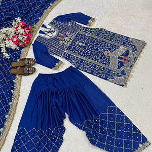 Lancement du nouveau Designer Party Wear Look Top Pant et Dupatta Set entièrement cousu traditionnel Wear Dress Suit With Beautiful Work - Product Image 1
