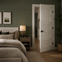 Porte intérieure Shaker blanche à 5 panneaux, en bois massif apprêté, avec âme en MDF, 36x96 pouces, à 90 degrés, pré-montée et prête à l'emploi