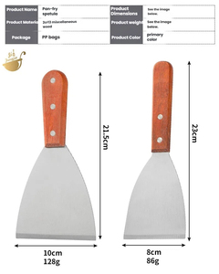 Spatule biseautée en acier inoxydable avec manche en bois, outil de cuisson, spatule pour barbecue, spatule pour gâteaux, spatule pour frire - Product Image 6