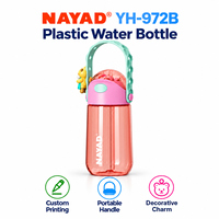 Bouteille d'eau transparente en Tritan de 500 ml avec paille et poignée flexible, légère et portable, idéale pour l'école et le sport
