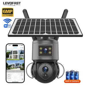 Levofast กล้องรักษาความปลอดภัยไร้สาย Wi-Fi กล้องแบตเตอรี่พลังงานแสงอาทิตย์6MP 4g กันน้ำได้จากโรงงาน