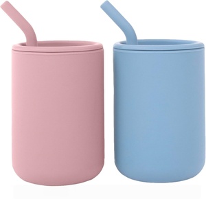 Unbreakable Infant Silicone Tumbler Baby Drinking Training <b>Cup</b> Baby Sippy <b>Cup</b> Kid Tumbler with <b>Straw</b> and Handle - Product Image 1