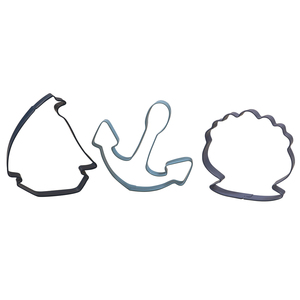 Set di 3 formine per biscotti in metallo a tema mare personalizzate con scatola di ancoraggio a conchiglia da 72 stampi per biscotti - Product Image 1