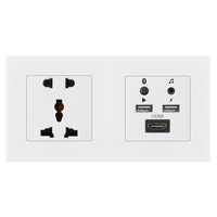 Interruptor de Pared y Enchufe FIKO Tipo 86 con Panel de Vidrio para Hotel, Panel de Control Multimedia Todo en Uno para Audio y TV