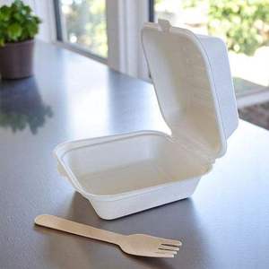 กล่องอาหารแบบฝาพับขนาด 6x6 นิ้ว ทำจากชานอ้อย ย่อยสลายได้ เป็นมิตรกับสิ่งแวดล้อม เหมาะสำหรับอาหารแบบกลับบ้าน - Product Image 4