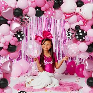 Negro Rosa onda punto tema ratón látex globo guirnalda arco Kit lazo rosa para niñas decoración de fiesta de cumpleaños - Product Image 4