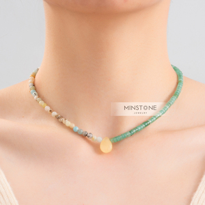 Collar de Aventurina verde mate de piedra Natural de piedras preciosas, Collar personalizado para mujer y niña, regalo - Product Image 2