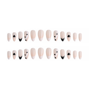 <span class=keywords><strong>Uñas</strong></span> Postizas Francesas <span class=keywords><strong>con</strong></span> Punta Negra en Forma de Corazón, 24 Piezas, <span class=keywords><strong>Uñas</strong></span> Acrílicas Largas Color Nude, <span class=keywords><strong>Uñas</strong></span> Artificiales de Moda para Chicas - Product Image 3