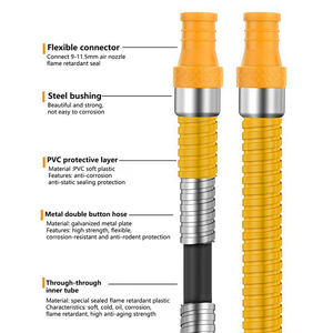 Tuyau <span class=keywords><strong>flexible</strong></span> en acier inoxydable <span class=keywords><strong>de</strong></span> 0,2 mm d'épaisseur, 1/2"M-3/8"X1/2"M-3/8"F, pour conduite <span class=keywords><strong>de</strong></span> gaz, connecteur d'appareil à gaz <span class=keywords><strong>flexible</strong></span> - Product Image 3