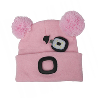 Bonnet LED à double pompon pour filles et garçons, bonnet d'hiver tricoté avec lumière rechargeable pour enfants, pour la marche en plein air, les jeux nocturnes