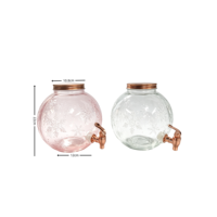 Distributeur de boissons en verre gaufré personnalisable de grande capacité (840 ml) avec robinet, sans BPA, compatible lave-vaisselle et micro-ondes, idéal pour la restauration