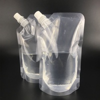 Sachets souples à bec verseur transparents en PET de qualité alimentaire pour jus, café, boissons et cocktails, 100ml, 200ml, 380ml, vente en gros