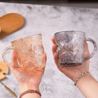 Tasse à café Raymond en verre sodocalcique transparent fait main, motif glacier, texture japonaise, compatible lave-vaisselle, durable, pour la maison