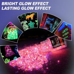LEQU ชุดผงกลิตเตอร์เรืองแสง 12 สี สำหรับงาน DIY และตกแต่งเล็บ - Product Image 2