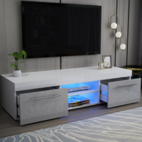 Meuble TV LED Contemporain de Luxe, Unité 2 Portes, Moderne, Brillant Mat, MDF, pour Salon, Chambre, Meuble Multimédia, Couleur Personnalisable, Appartement