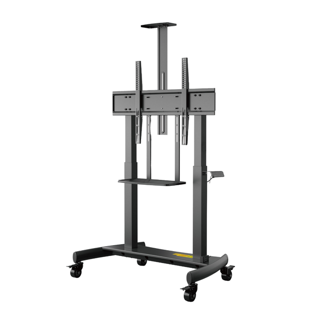 Customizable Modern Dual Motor Electric Floor TV Stand Mobile Height Adjustable Lockable Casters Portable Motorized TV Lift Cold