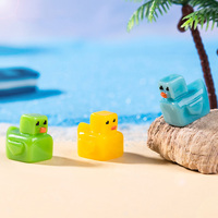 Miniatures de canards jaunes lumineux en résine pour décorations de jardin, aquarium, pots de fleurs, bricolage, figurines carrées miniatures, ornements artisanaux