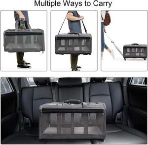 Transportín para perros aprobado por la aerolínea de viaje rodante, transportador de mascotas con ruedas, transportador de mascotas con ventilación de malla transpirable - Product Image 5