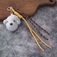 Porte-clés mignon en peluche tête de chiot avec mousqueton, impression UV, pour filles, pour clés de voiture, sac à main, sac à dos, vente en gros, cadeau