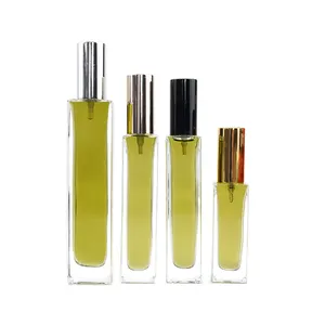 Wholesale 30ml 50ml 100ml Slender Square Transparent Refillable Fine Mist Atomizer Perfume Bottle With Lid