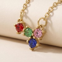 Collier avec pendentif en pierre précieuse personnalisé en acier inoxydable imperméable ZG avec placage or PVD