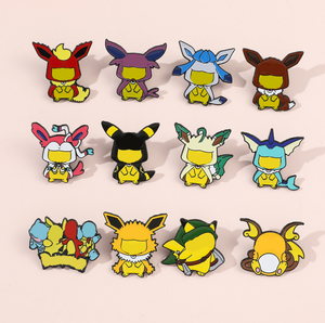 97 diseños de broches de metal esmaltado con logo de anime, bonitos broches de dibujos animados de Pokémon Pikachu, Eevee, Gengar para sombrero y cuello - Product Image 2